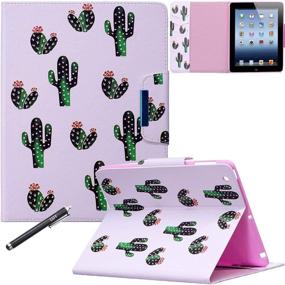 img 4 attached to 🌵 Newshine Magnetic Folio Smart Stand Cover PU Leather Wallet Case for iPad 2/3/4 - Cactus Design with Auto Wake/Sleep Feature