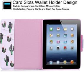 img 3 attached to 🌵 Newshine Magnetic Folio Smart Stand Cover PU Leather Wallet Case for iPad 2/3/4 - Cactus Design with Auto Wake/Sleep Feature