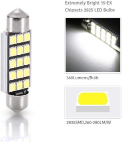 img 2 attached to 💡 Super Bright LUYED LED Bulbs - 2 Pack, 360 Lumens, 569 578 211-2 212-2 Chipsets for Dome Light, Xenon White