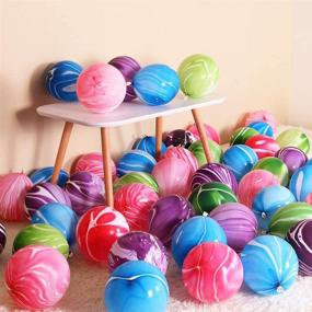 img 2 attached to 🎈 25pcs Marble Agate Tie Dye Latex Balloons, 12 inch - Random Colors for Swirl Party, Birthdays