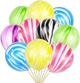 img 4 attached to 🎈 25pcs Marble Agate Tie Dye Latex Balloons, 12 inch - Random Colors for Swirl Party, Birthdays