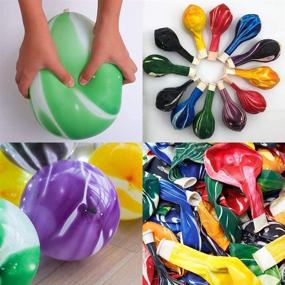 img 1 attached to 🎈 25pcs Marble Agate Tie Dye Latex Balloons, 12 inch - Random Colors for Swirl Party, Birthdays