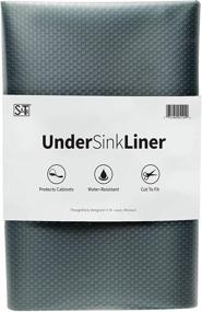 img 4 attached to Water-Resistant Under Sink Mat by S&amp;T INC. - Non Adhesive Plastic Shelf Liner in Charcoal (24 in. x 48 in.)