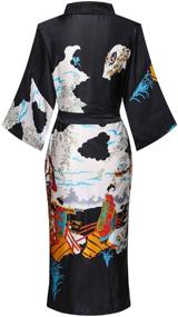 img 3 attached to 👘 Long Satin Kimono Robes: Women's Floral & Patterned Sleepwear Loungewear