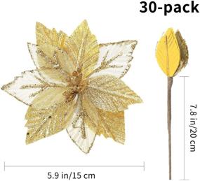 img 3 attached to 🎄 Add Sparkling Elegance to Your Christmas Decor with FUNARTY 14 Pack Gold Poinsettia Christmas Tree Flowers - Glittery Ornaments Perfect for Wreaths, Garland, and more, 5.9 Inch