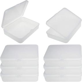 img 4 attached to 📦 Goodma 8-Pack Frosted Rectangular Plastic Storage Boxes with Hinged Lids - Ideal for Small Items, Craft Projects, and More (4.5 x 3.3 x 1.1 inch)