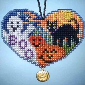 img 3 attached to 🎃 Halloween Beaded Counted Cross Stitch Charmed Ornaments Kit - Love Halloween, Mill Hill 2013 (I Love MH163105)