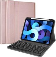 procase ipad air 4 keyboard case - rosegold, magnetically 💻 detachable wireless keyboard, compatible with ipad 10.9 inch 2020, 4th generation air logo