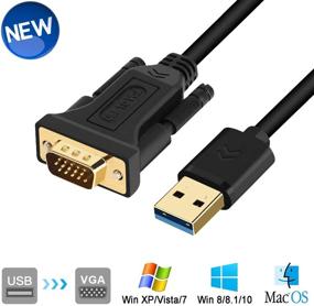img 4 attached to 💻 USB to VGA Adapter Cable 6.5FT: Compatible with Mac OS Windows XP/Vista/10/8/7, USB 3.0 to VGA Male 1080P Monitor Display Video Adapter/Converter Cord (6.5FT) - Enhanced Connectivity and HD Visuals