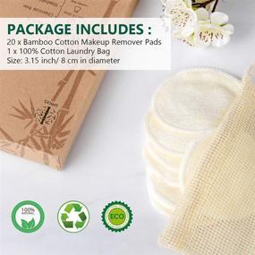 img 2 attached to 🌿 20 Packs Organic Reusable Makeup Remover Pads: Eco-friendly Bamboo Cotton Rounds for all Skin Types, Including a Cotton Laundry Bag