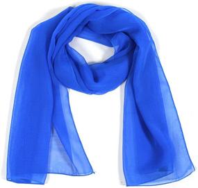 img 3 attached to 💙 Stylish Turquoise Chiffon Oblong Neckerchief: Must-Have Women's Accessory