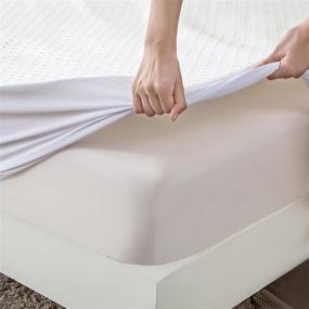 img 1 attached to 🛏️ Waterproof Ultra Soft Bamboo Jacquard Split King Mattress Protector for Adjustable Beds: Breathable Fitted Mattress Cover