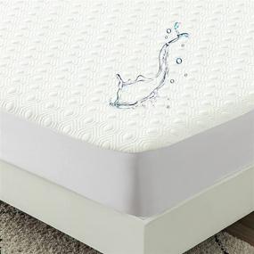 img 3 attached to 🛏️ Waterproof Ultra Soft Bamboo Jacquard Split King Mattress Protector for Adjustable Beds: Breathable Fitted Mattress Cover