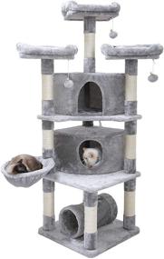 img 4 attached to 🐱 Hey-brother 65" Extra Large Multi-Level Cat Tree Condo Furniture: Sisal-Covered Scratching Posts, Plush Condos, Perch Hammock, Ideal for Kittens, Cats and Pets