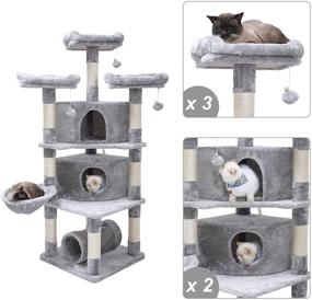 img 2 attached to 🐱 Hey-brother 65" Extra Large Multi-Level Cat Tree Condo Furniture: Sisal-Covered Scratching Posts, Plush Condos, Perch Hammock, Ideal for Kittens, Cats and Pets