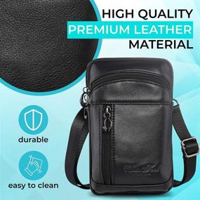 img 3 attached to 👜 Hengwin Leather Crossbody Shoulder Bag with Belt Clip Holster - iPhone Xs Max, Galaxy Note, and More - Black