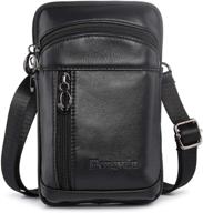 👜 hengwin leather crossbody shoulder bag with belt clip holster - iphone xs max, galaxy note, and more - black logo