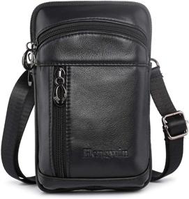 img 4 attached to 👜 Hengwin Leather Crossbody Shoulder Bag with Belt Clip Holster - iPhone Xs Max, Galaxy Note, and More - Black