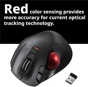img 2 attached to 🖱️ ELECOM 2.4GHz Wireless Trackball Mouse with 6-Button Function, Smooth Tracking, Optical Gaming Sensor (M-XT3DRBK-G), Red Color and Red Ball