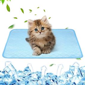 img 4 attached to 🐾 Thick Waterproof Ice Silk Cooling Pad for Dogs and Cats, Washable Pet Self Cooling Pee Pad with Extra Absorption, Anti-Slip Bottom for Car Seat, Floor, Crate, Kennel in Summer