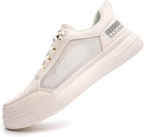 img 3 attached to KPP Women's Sneakers – Low Top Casual Shoes with Breathable Mesh & Comfortable Leather, Ideal for Walking and Tennis