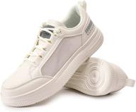 kpp women's sneakers – low top casual shoes with breathable mesh & comfortable leather, ideal for walking and tennis logo