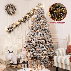 img 2 attached to 🎄 SINTEAN 6FT Snow Flocked Prelit Christmas Tree: Premium Hinged Artificial Xmas Tree with LED Warm White Lights, Reinforced Metal Base for Easy Assembly and Stunning Décor