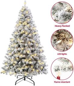 img 1 attached to 🎄 SINTEAN 6FT Snow Flocked Prelit Christmas Tree: Premium Hinged Artificial Xmas Tree with LED Warm White Lights, Reinforced Metal Base for Easy Assembly and Stunning Décor