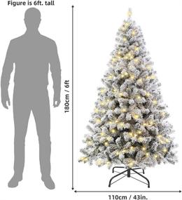 img 3 attached to 🎄 SINTEAN 6FT Snow Flocked Prelit Christmas Tree: Premium Hinged Artificial Xmas Tree with LED Warm White Lights, Reinforced Metal Base for Easy Assembly and Stunning Décor