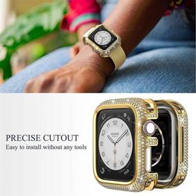 img 2 attached to 💎 BaiHui Bling Case 40mm for Apple Watch Series 6/5/4/SE - Stainless Metal Sparkling Crystal Diamond Plated Bezel Case Bumper, Women Girl Gold Protective Cover