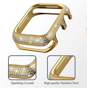 img 3 attached to 💎 BaiHui Bling Case 40mm for Apple Watch Series 6/5/4/SE - Stainless Metal Sparkling Crystal Diamond Plated Bezel Case Bumper, Women Girl Gold Protective Cover