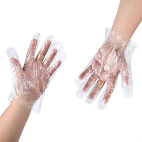 img 4 attached to 🧤 100 Count Disposable Clear Plastic Gloves - Polyethylene Work Gloves for Cooking, Cleaning, Food Handling - Industrial Grade Vinyl Gloves