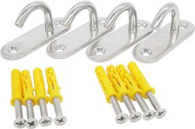 img 1 attached to 🧲 Stainless Steel Ceiling and Wall Hooks, M6 Screw Mount Hangers - 4 Pack - Pad Eye Straps, Tie Down Anchor Points for Rigging