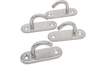img 4 attached to 🧲 Stainless Steel Ceiling and Wall Hooks, M6 Screw Mount Hangers - 4 Pack - Pad Eye Straps, Tie Down Anchor Points for Rigging