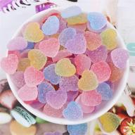 🍭 isuperb 60pcs slime charms - mixed candy resin cabochon love heart mini sweet candy model - epoxy resin jewelry diy slime accessories - perfect for scrapbooking crafts (heart-shape) logo