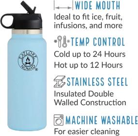 img 3 attached to Discover Nomad 40 Oz Insulated Water Bottle – Stainless Steel 🚰 Powder Coated Water Bottle – With Straw for Sports, Hiking, and Travel