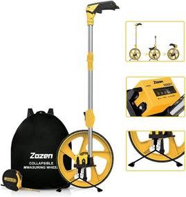 img 4 attached to Zozen Складной измерительный колесо в футах и дюймах: промышленный инструмент для измерения расстояний с рюкзаком и рулеткой