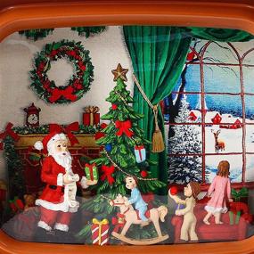 img 1 attached to Vintage TV Santa Christmas Tree Snow Globe Lantern with LED Light, Timer, Music – USB or Battery Operated Retro Home Decoration Gift in Brown
