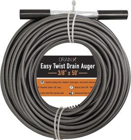 img 4 attached to 🚰 Drainx Easy Twist Drain Auger - Flexible Plumbing Cable for Drainage Clog Cleaning, 50 FT, 3/8" Diameter - Includes Storage Bag and Protective Gloves