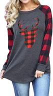 👚 stylish women's graphic printed raglan plaid long sleeve casual pullover tunic tops: fashionable and comfortable logo