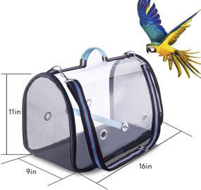 img 4 attached to Portable Bird Carrier with Perch and Feeding Cups: Lightweight, Breathable & Travel-Friendly Bird Backpack for Parrot