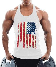 img 2 attached to InleaderStyle Mens America Athletic Top Grey S Men's Clothing for Shirts