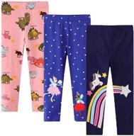 🦄 coralup cotton girls' 3 pack leggings: unicorns galore - trendy girls' clothing in leggings logo