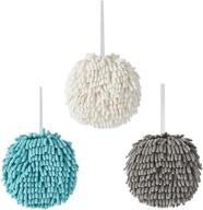 🔆 ultimate versatility: choose home 3 pack hanging chenille hand towel ball for fast drying & softness in kitchen/bathroom logo