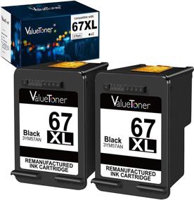 img 4 attached to Восстановленные картриджи Valuetoner для замены HP 67XL 67 XL: Envy 6055, 6055e, 6052, 6058, 6075, Envy Pro 6455, 6455e, 6452, 6458, DeskJet 1255, 2732, 2752, 2755, 2755e, 4140, 4155e - набор из 2 черных картриджей.