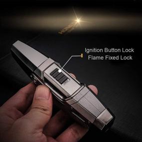 img 1 attached to 🔥 Silver PROMISE Torch Lighter for Kitchen, Culinary, Outdoor BBQ - Jet Torch Pen Lighter, Windproof, Butane Refillable with Safety Lock - Ideal for Welding, Soldering, Baking, Creme Brulee (Without Fuel)