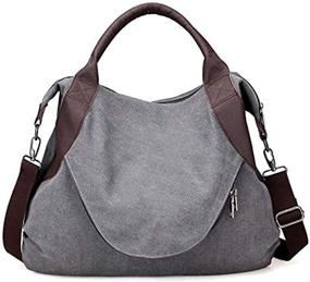 img 2 attached to 👜 Jiamusi Large Pocket Casual Women's Handbag: Stylish Canvas Shoulder Bag with Spacious Capacity