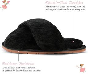 img 3 attached to 🩴 Vepose Girl's Boy's Slippers: Ultra-Comfy Plush Furry Open Toe Fur Slides for Kids - Indoor/Outdoor Slipper for Child Slip-on