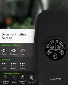 img 3 attached to 👐 Массажер рук Lunix LX3: Беспроводное электрическое устройство для компрессионной терапии при артрите, облегчении боли, карпальном туннеле, онемении пальцев - массажная машина Шиацу с подогревом (6 уровней давления точек)