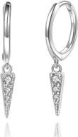 dainty crystal cz mini hoop earrings - dagger spike huggie in .925 sterling silver: small round cuff stud/tiny loops logo